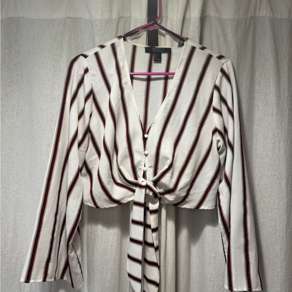 Striped White Women's Cropped Top